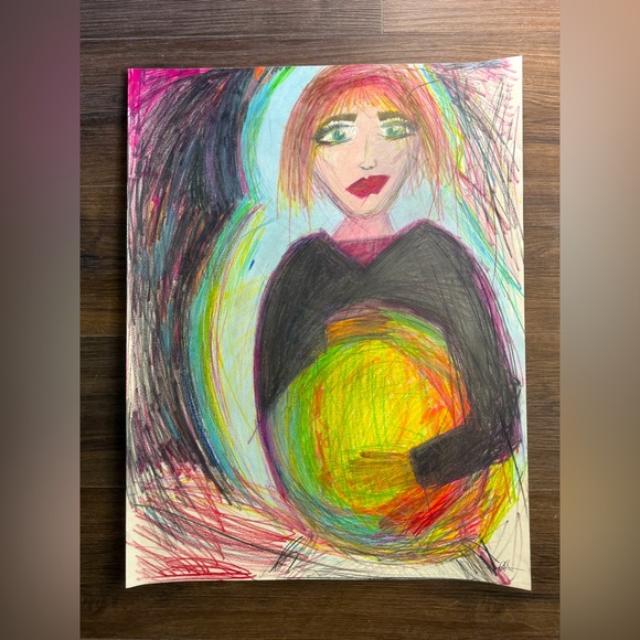 “Embarazada” colored pencil drawing I made in 2018, 18x24” - Picture 1 of 5